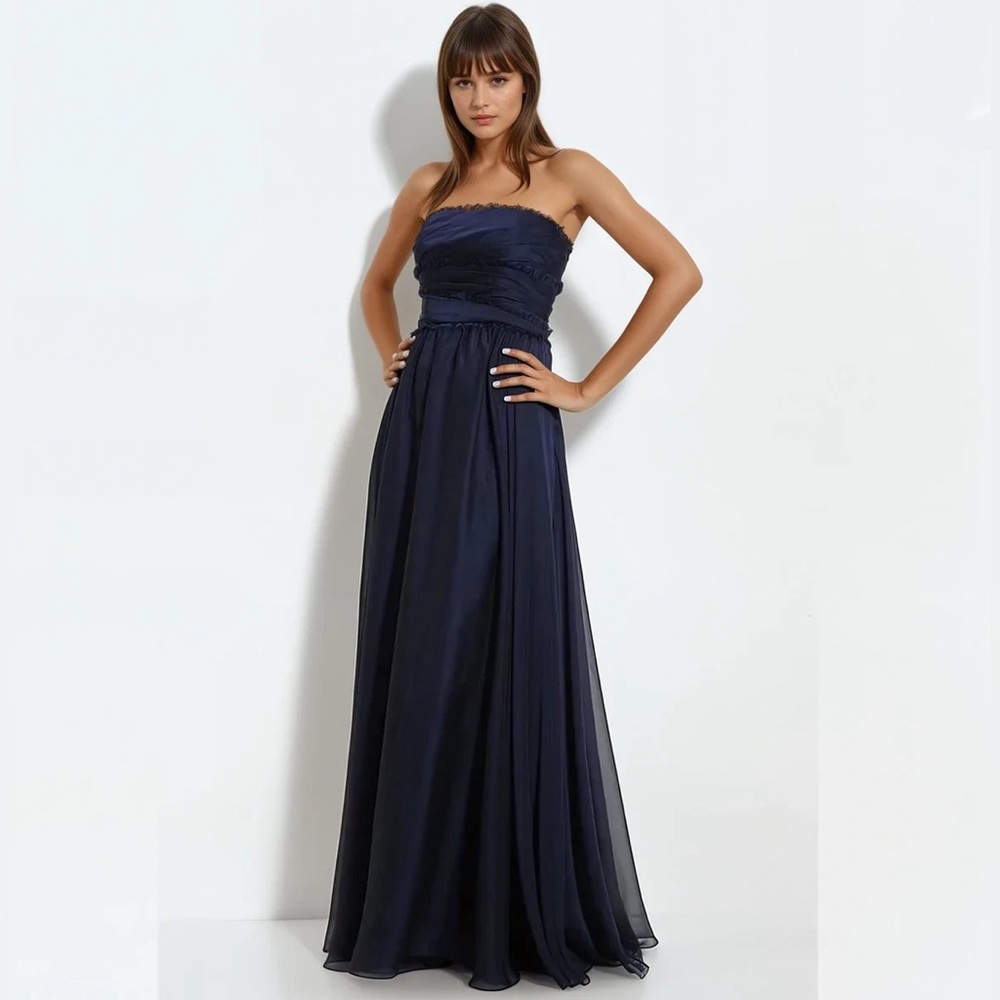 ML Monique Lhuillier Bridesmaids Fringe Trim Gown ( Size 10)
